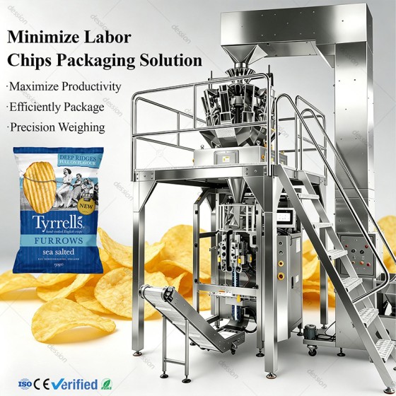 Automatic Chips Snack Weighing Packing Machine With Nitrogen for 500g 1kg Potato Banana Chips Bag Packaging Machine